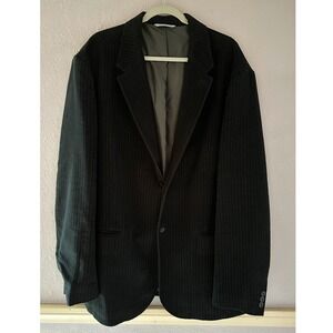 Vintage GAP Oversized Black Pinstripe Velvet Blazer Suit Jacket Size XXL